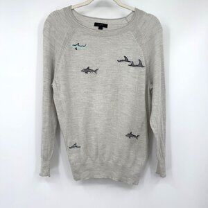 J. Crew Merino wool crewneck sweater in shark woman’s size small lightweight